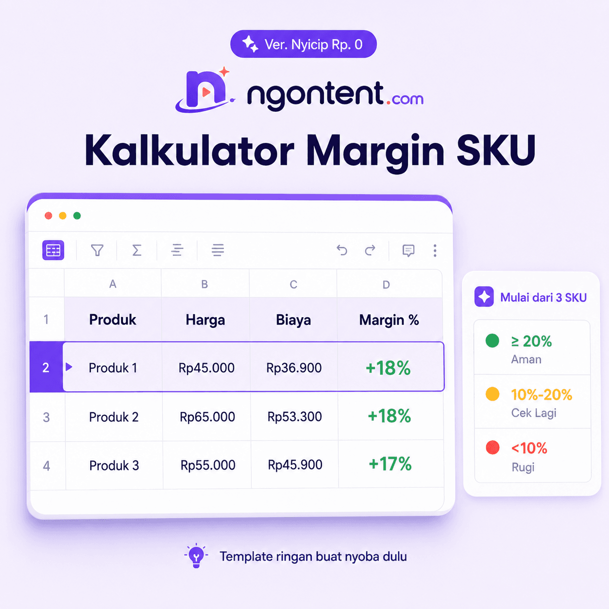 Kalkulator Margin SKU Shopee & TikTok — Versi Nyicip (Gratis)
