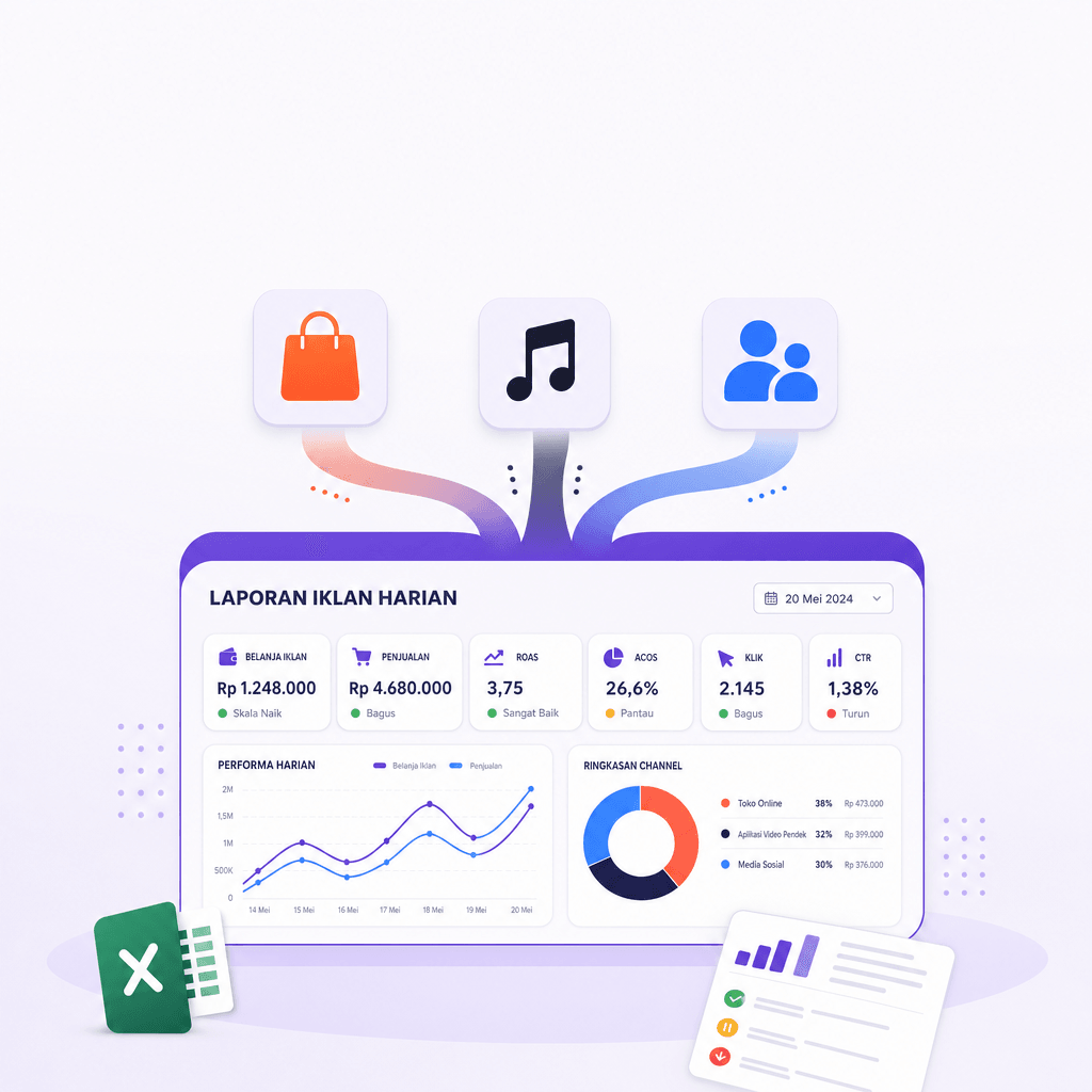 Daily ads report Shopee, TikTok & Meta