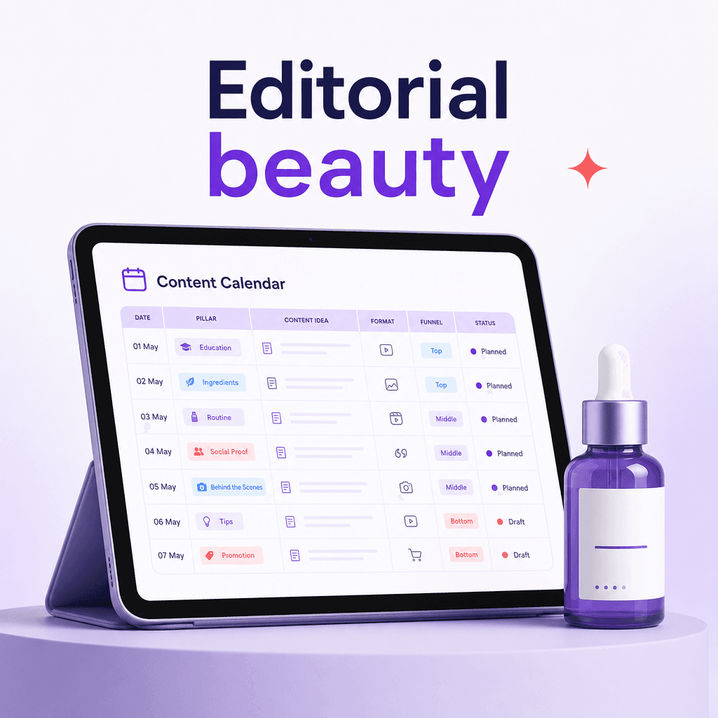 Editorial plan beauty seller — 30 hari + 30 caption jadi
