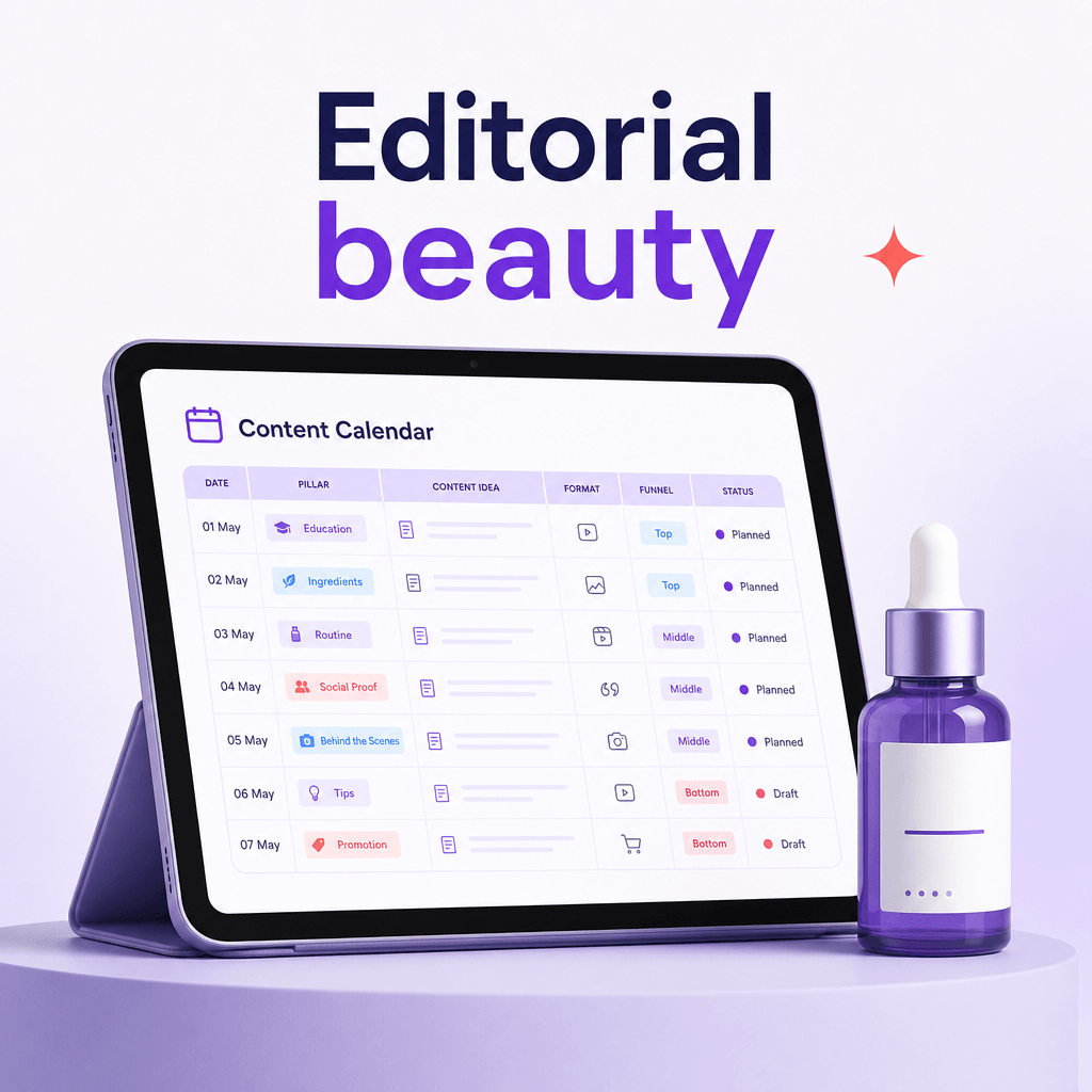 Editorial plan beauty seller — 30 hari + 30 caption jadi