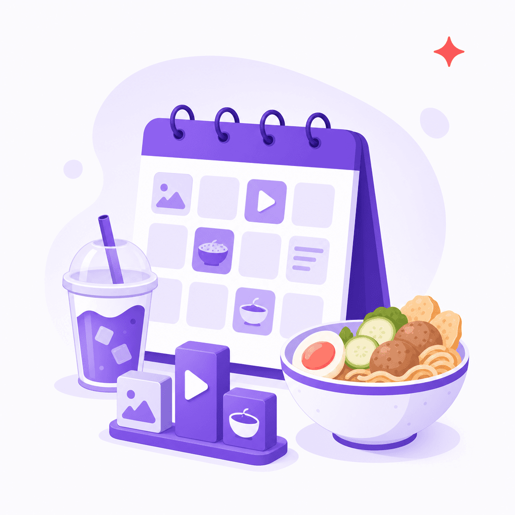 Editorial plan f&b seller — 30 hari + 30 caption jadi