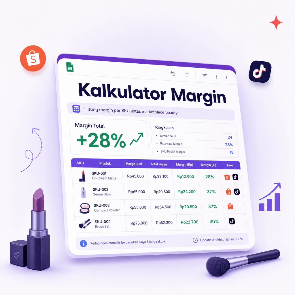 Kalkulator margin SKU Shopee & TikTok