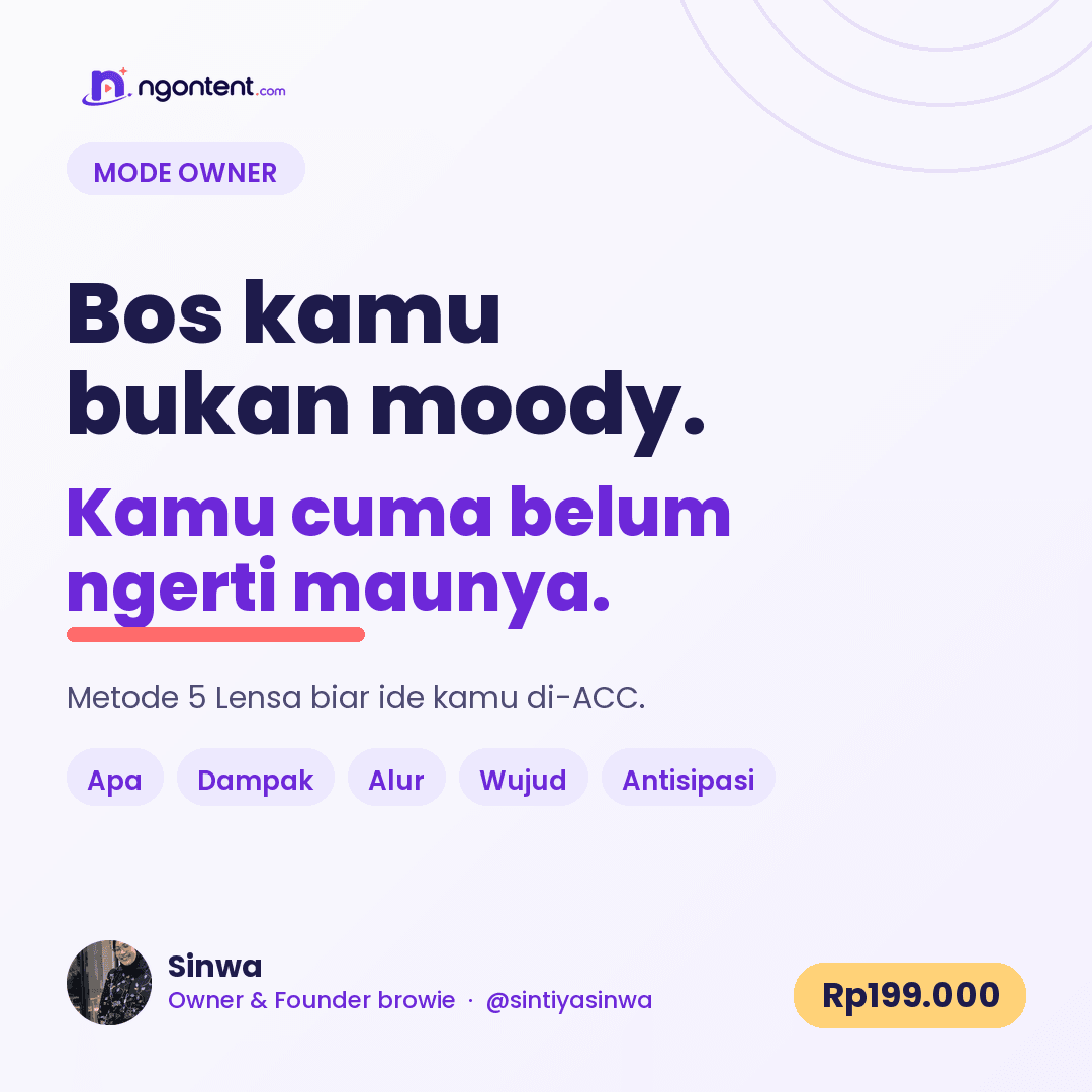 Mode Owner — 5 Lensa biar ide kamu di-ACC bos